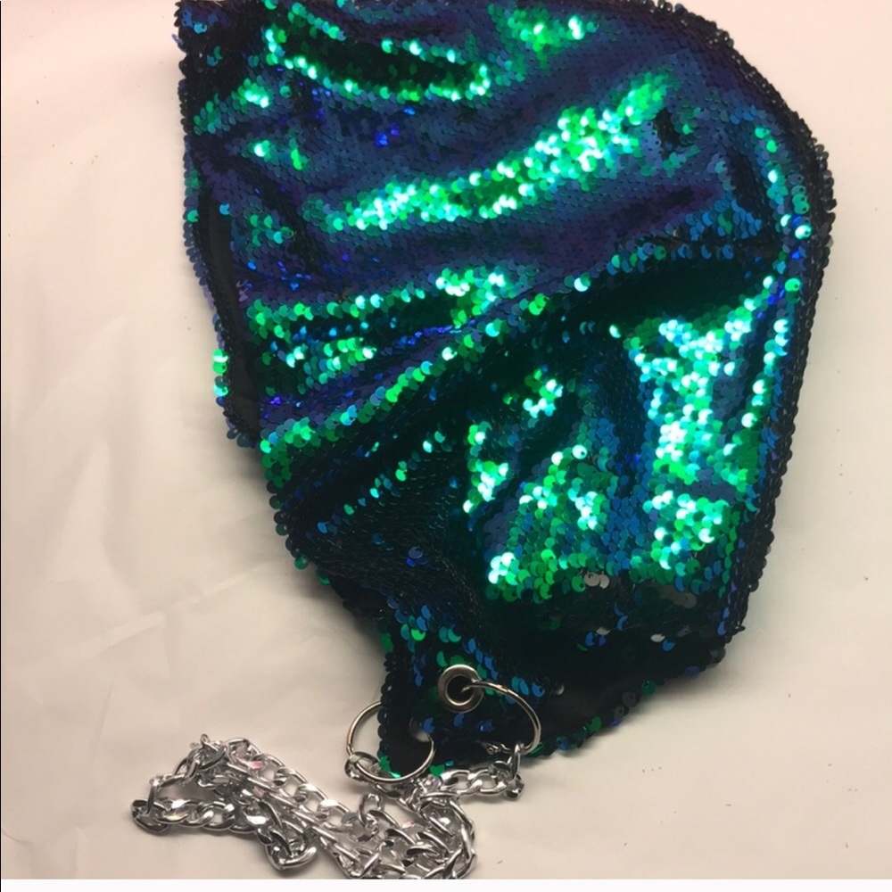 Sequin hood mermaid unicorn apocalyptic rave festival wasteland burner new chain - Picture 7 of 10
